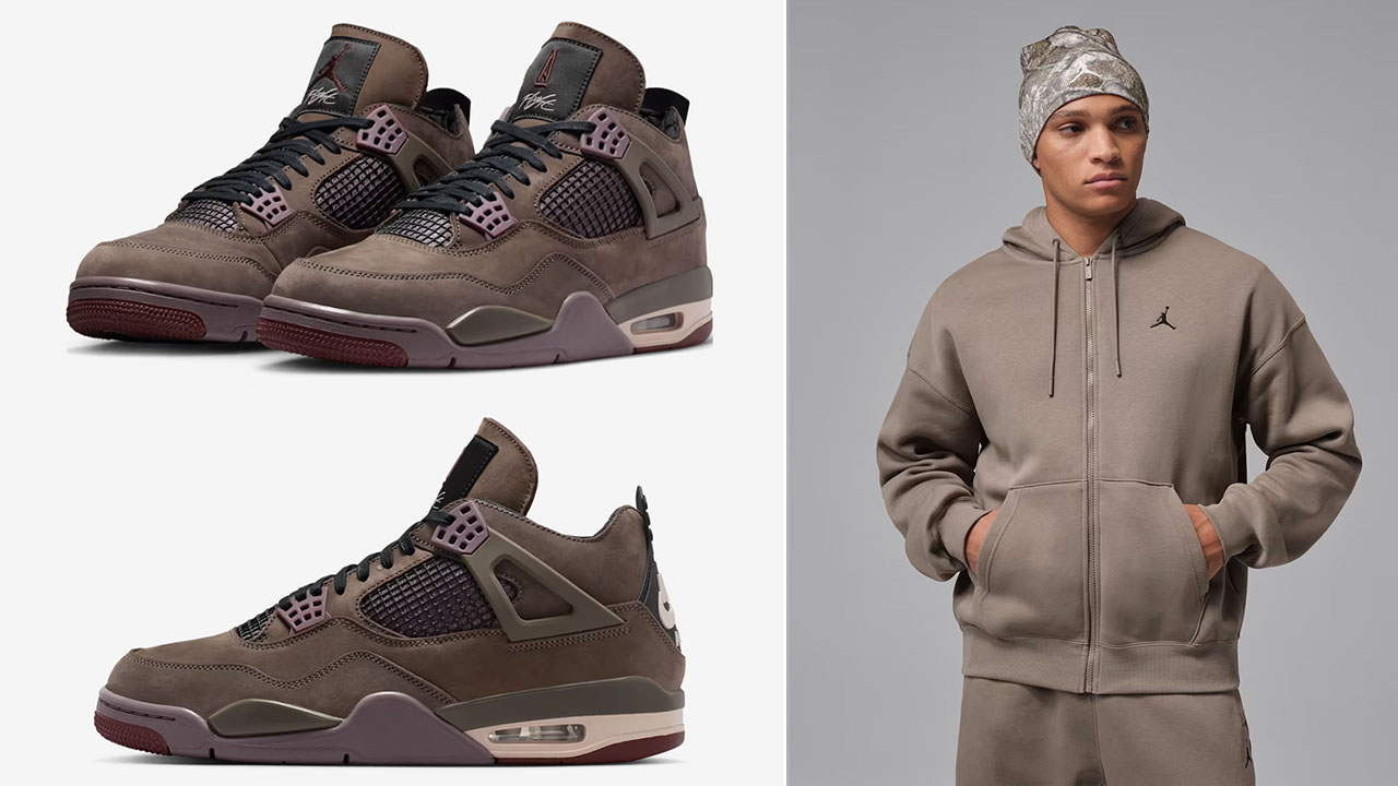 A Ma Maniere Air Jordan 4 Dark Mocha x Jordan Brooklyn Fleece Oversized Full Zip Hoodie