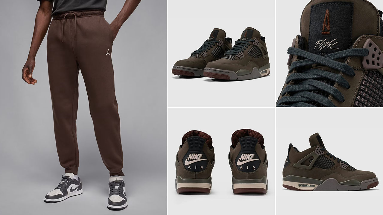 A Ma Maniere Air Jordan 4 Dark Mocha x Jordan Brooklyn Fleece Pants
