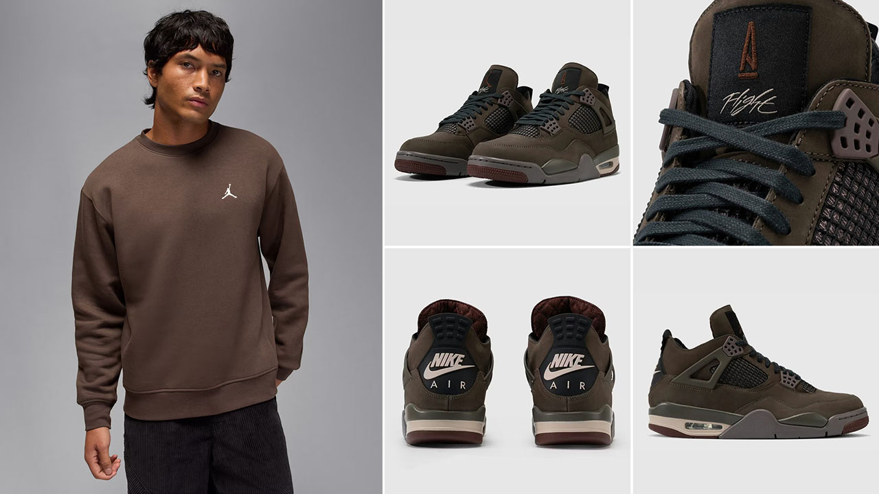 A Ma Maniere Air Jordan 4 Dark Mocha x Jordan Brooklyn Fleece Sweatshirt