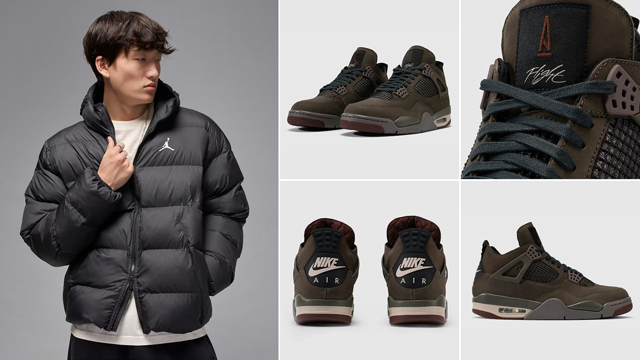 A Ma Maniere Air Jordan 4 Dark Mocha x Jordan Brooklyn Puffer Jacket
