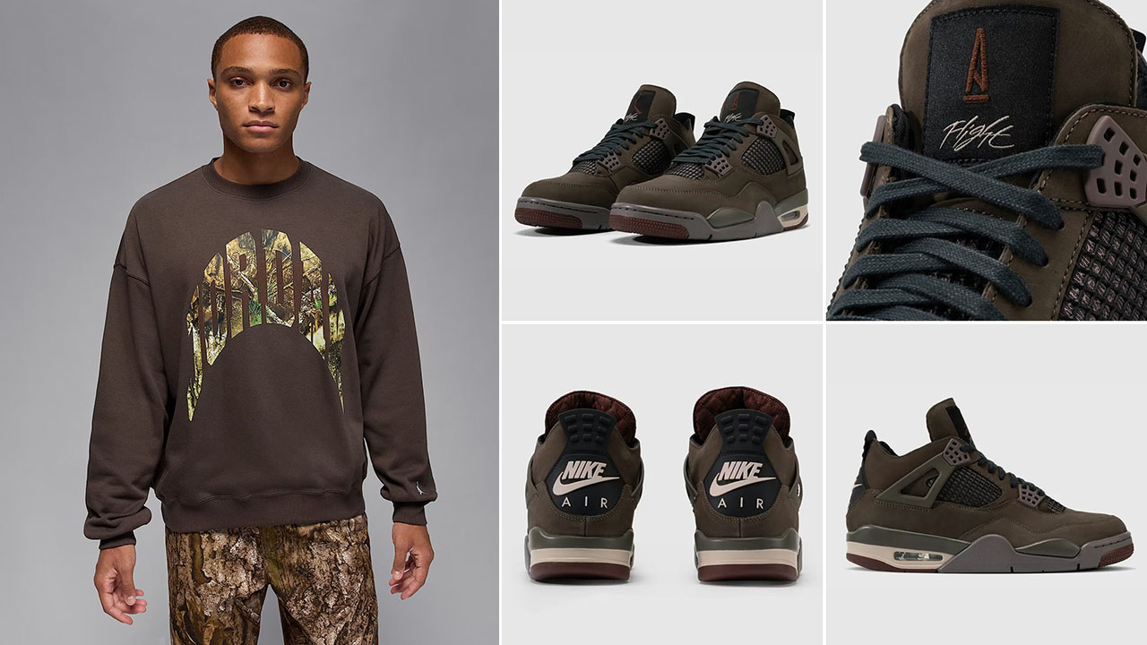 A Ma Maniere Air Jordan 4 Dark Mocha x Jordan Brooklyn Realtree Sweatshirt