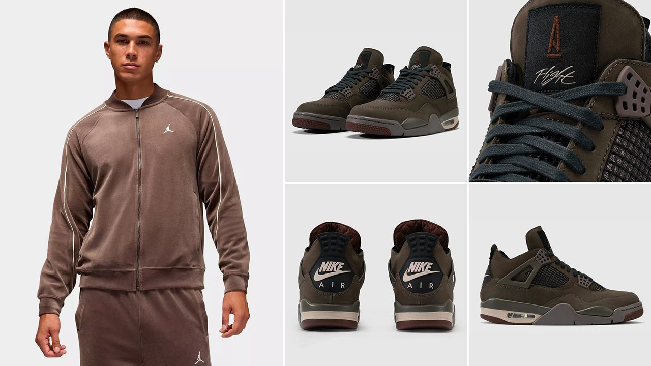 A Ma Maniere Air Jordan 4 Dark Mocha x Jordan Brooklyn Velour Track Jacket