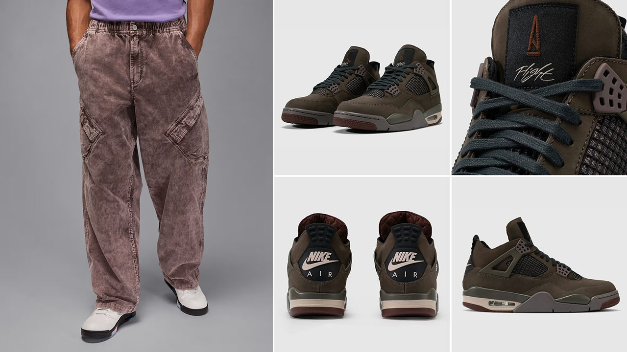 A Ma Maniere Air Jordan 4 Dark Mocha x Jordan Flight Chicago Corduroy Pants