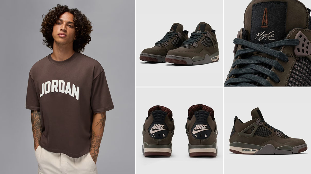 A Ma Maniere Air Jordan 4 Dark Mocha x Jordan Flight Essentials T Shirt
