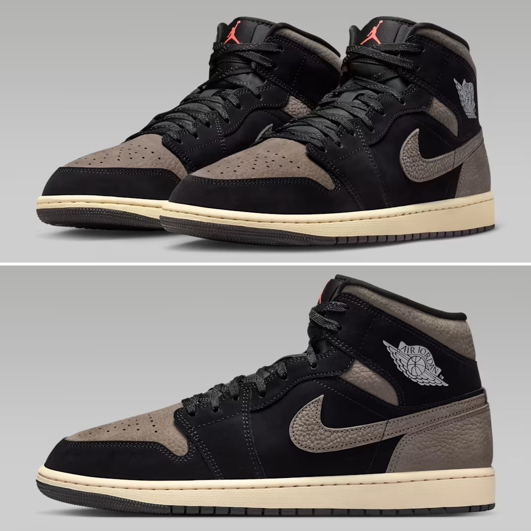 Air Jordan 1 Mid Black Olive Grey Mens Shoes IB7110-002