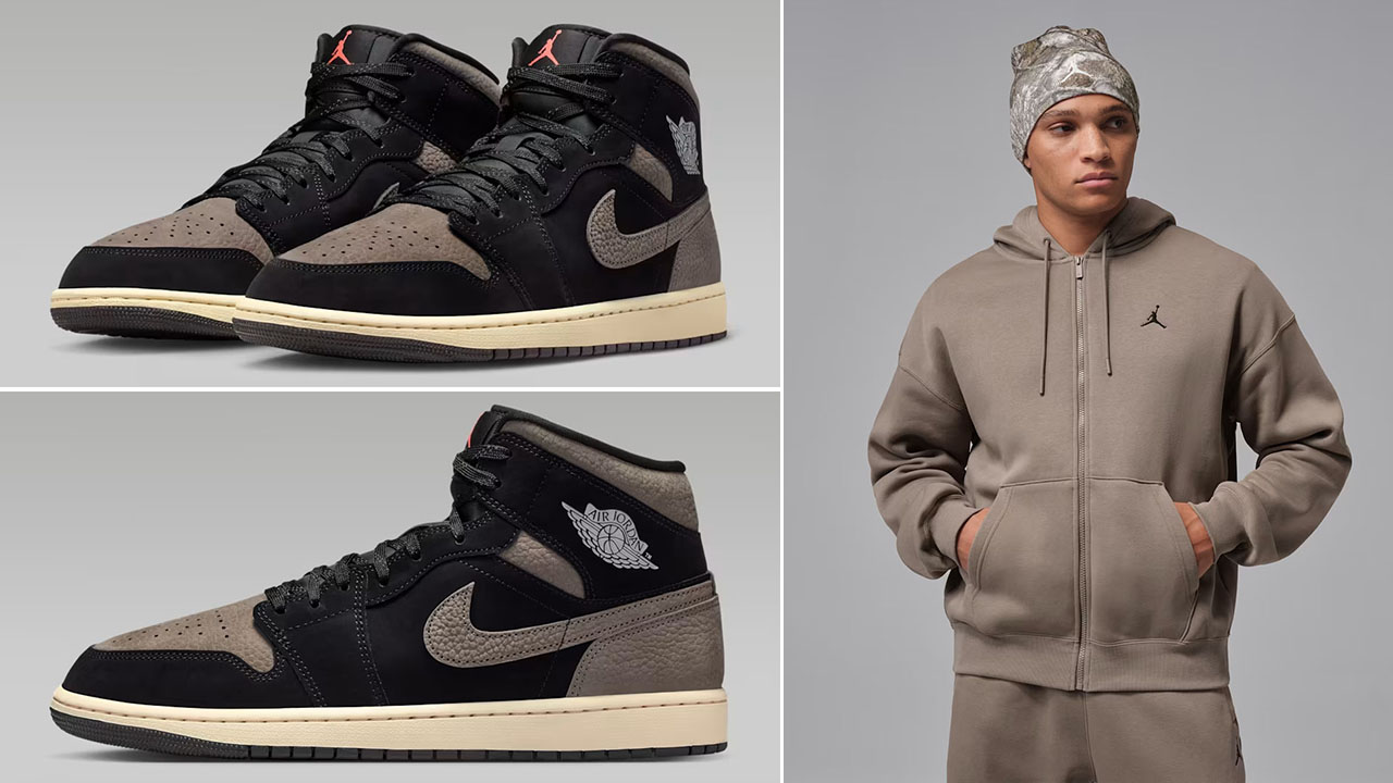 Air Jordan 1 Mid Olive Grey Sneakers Clothing Outfits