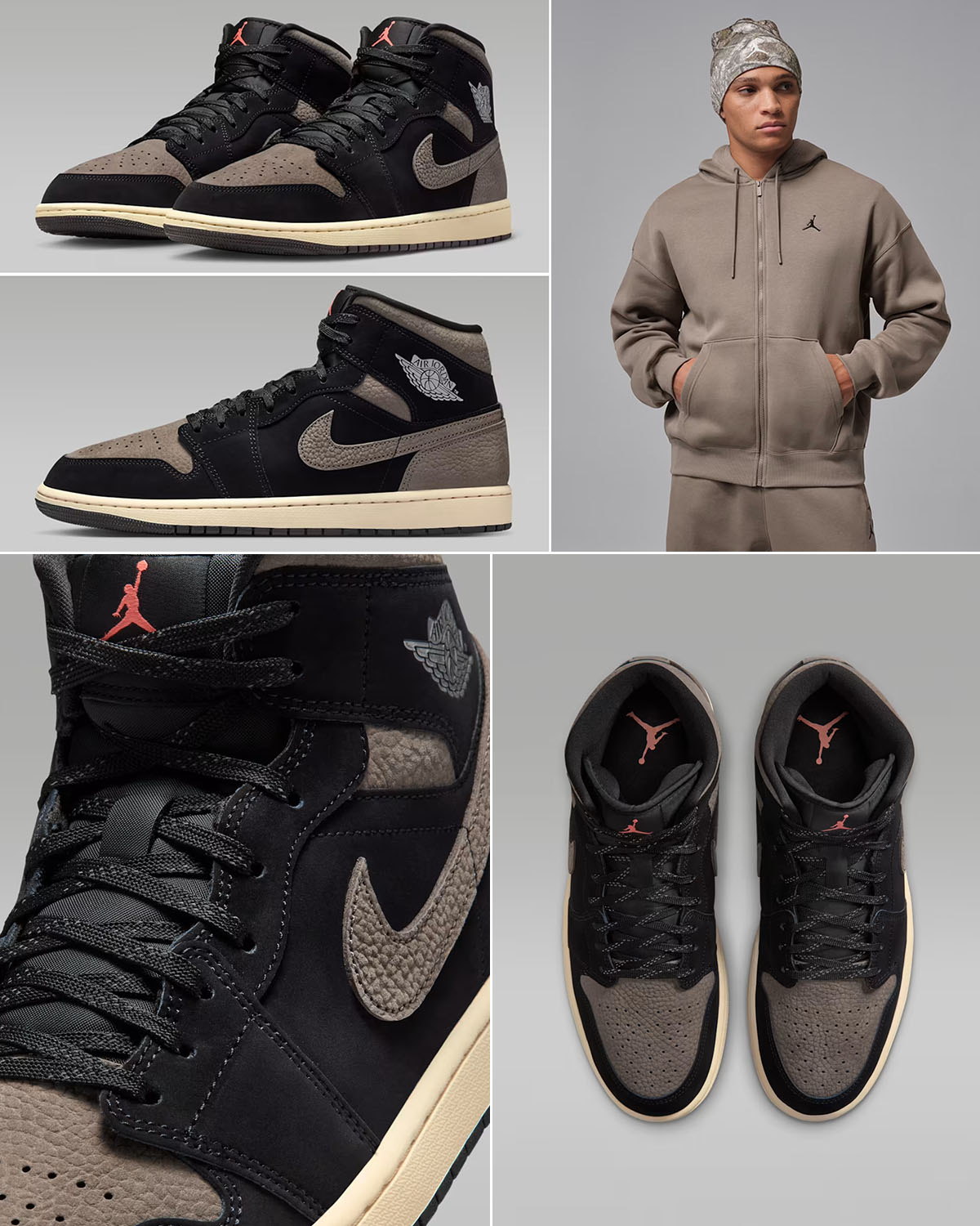 Air Jordan 1 Mid Olive Grey Sneakers and Outfits