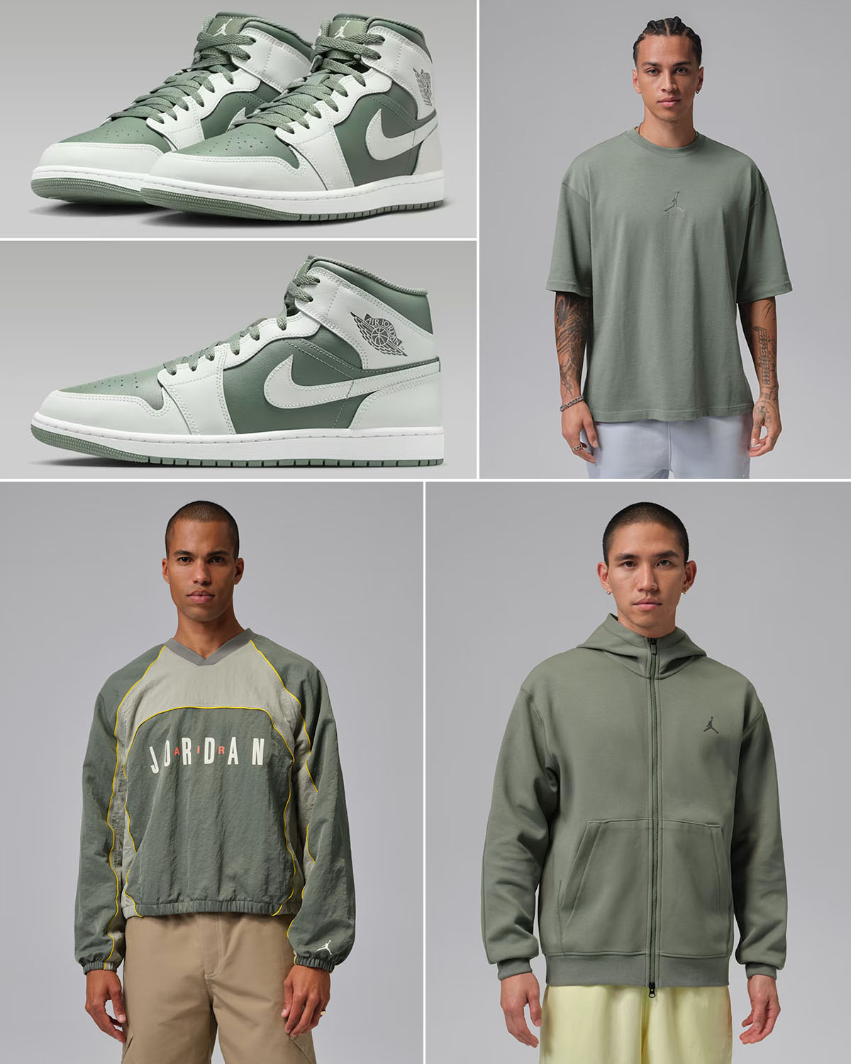 Air Jordan 1 Mid Vintage Lichen Mens Shoes Clothing Outfits