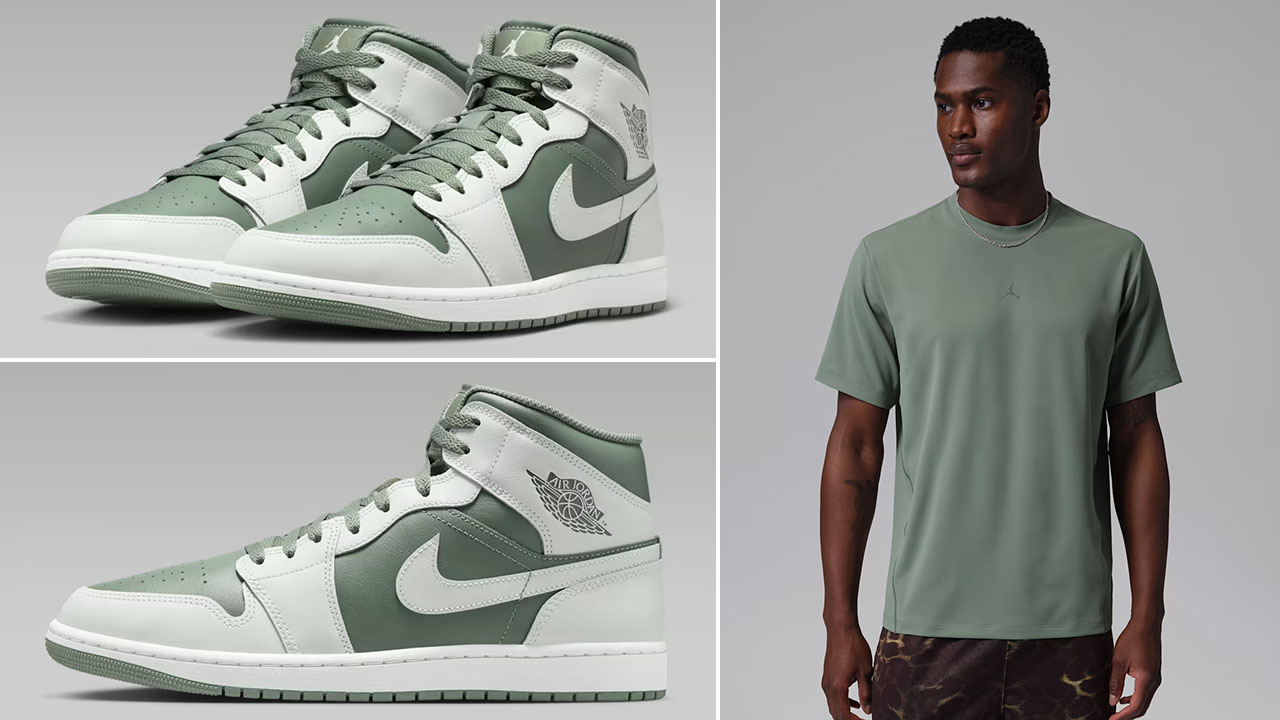 Air Jordan 1 Mid Vintage Lichen x Jordan Sport Flightweight Men's Dri-FIT Short-Sleeve Top