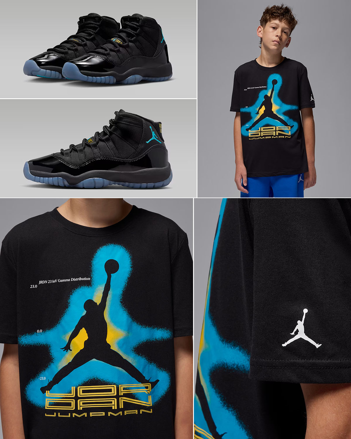 Air Jordan 11 Gamma 2025 Kids Shoes and Shirt Outfit