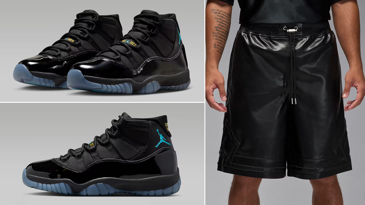 Air Jordan 11 Gamma 2025 x Air Jordan Black Faux Leather Shorts