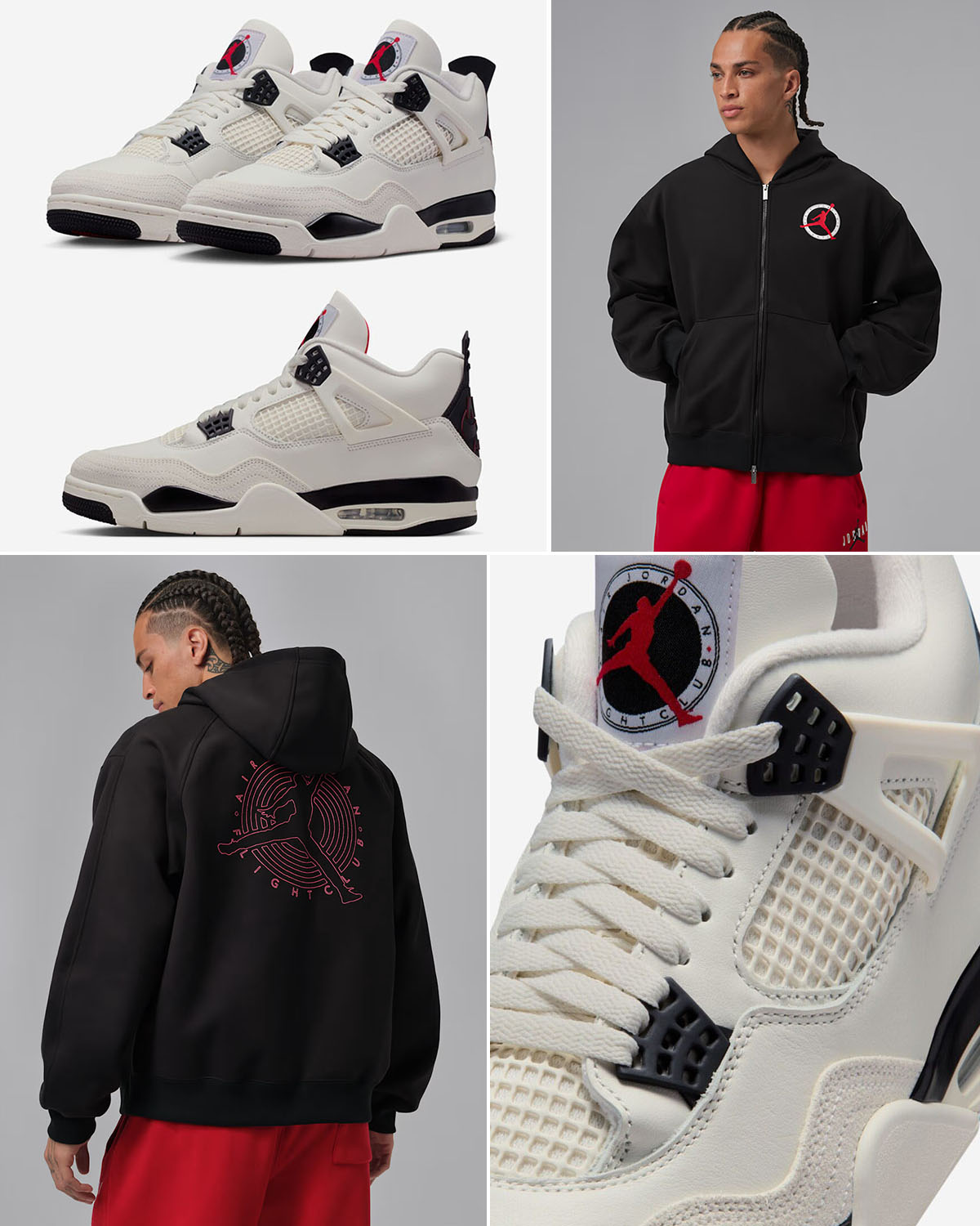 Air Jordan 4 Flight Club Black Full Zip Hoodie Outfit