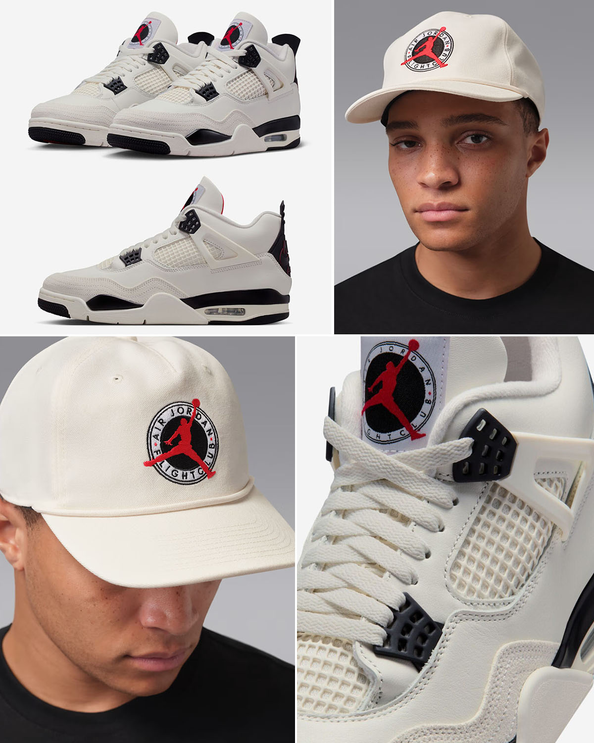 Air Jordan 4 Flight Club Flat Bill Hat Pale Ivory