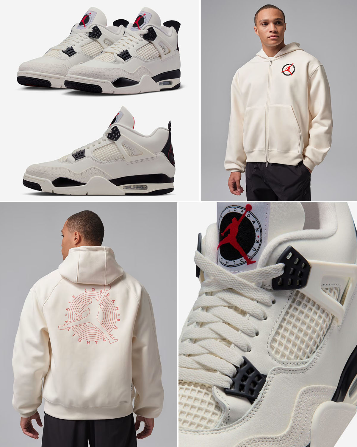 Air Jordan 4 Flight Club Pale Ivory Full Zip Hoodie Outfit