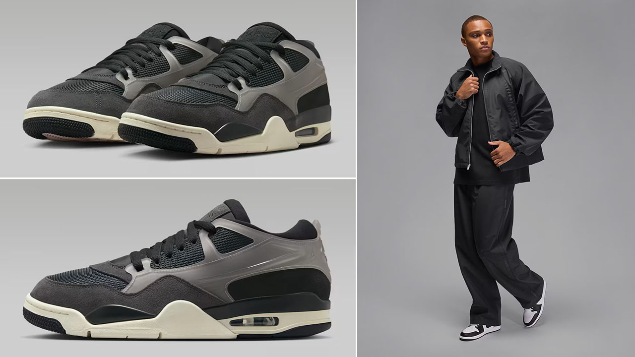 Air Jordan 4 RM Paris Saint Germain Off Noir Shoes x Air Jordan Mens Track Jacket and Pants