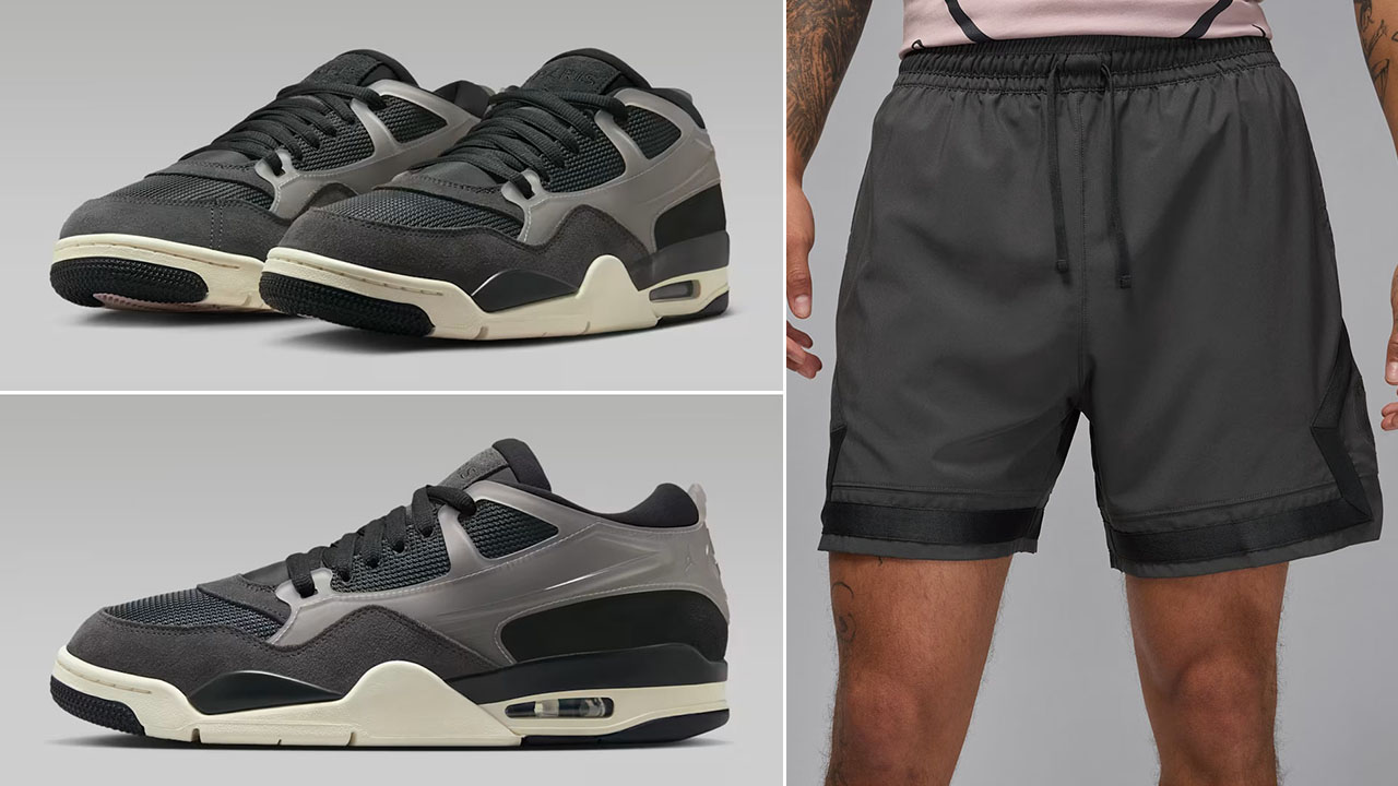 Air Jordan 4 RM Paris Saint Germain Off Noir Shoes x Jordan PSG Mens Off Noir Diamond Shorts
