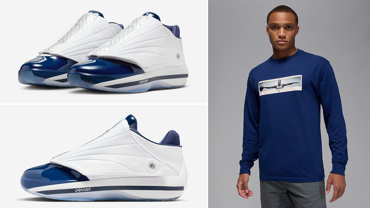 Air Jordan 4016 Midnight Navy Shoes x Jordan Wings Graphic Long Sleeve T Shirt