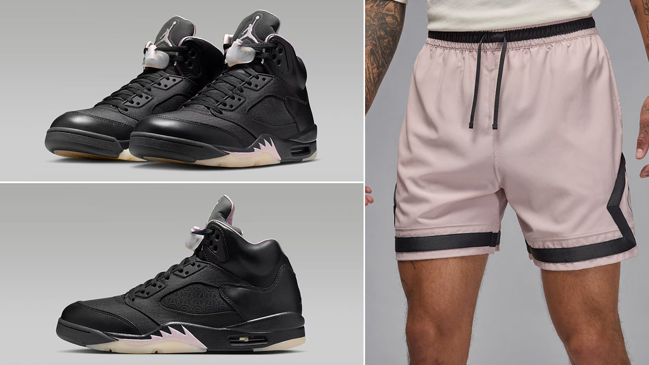 Air Jordan 5 Paris Saint Germain Off Noir Shoes x Jordan PSG Mens Pink Diamond Shorts
