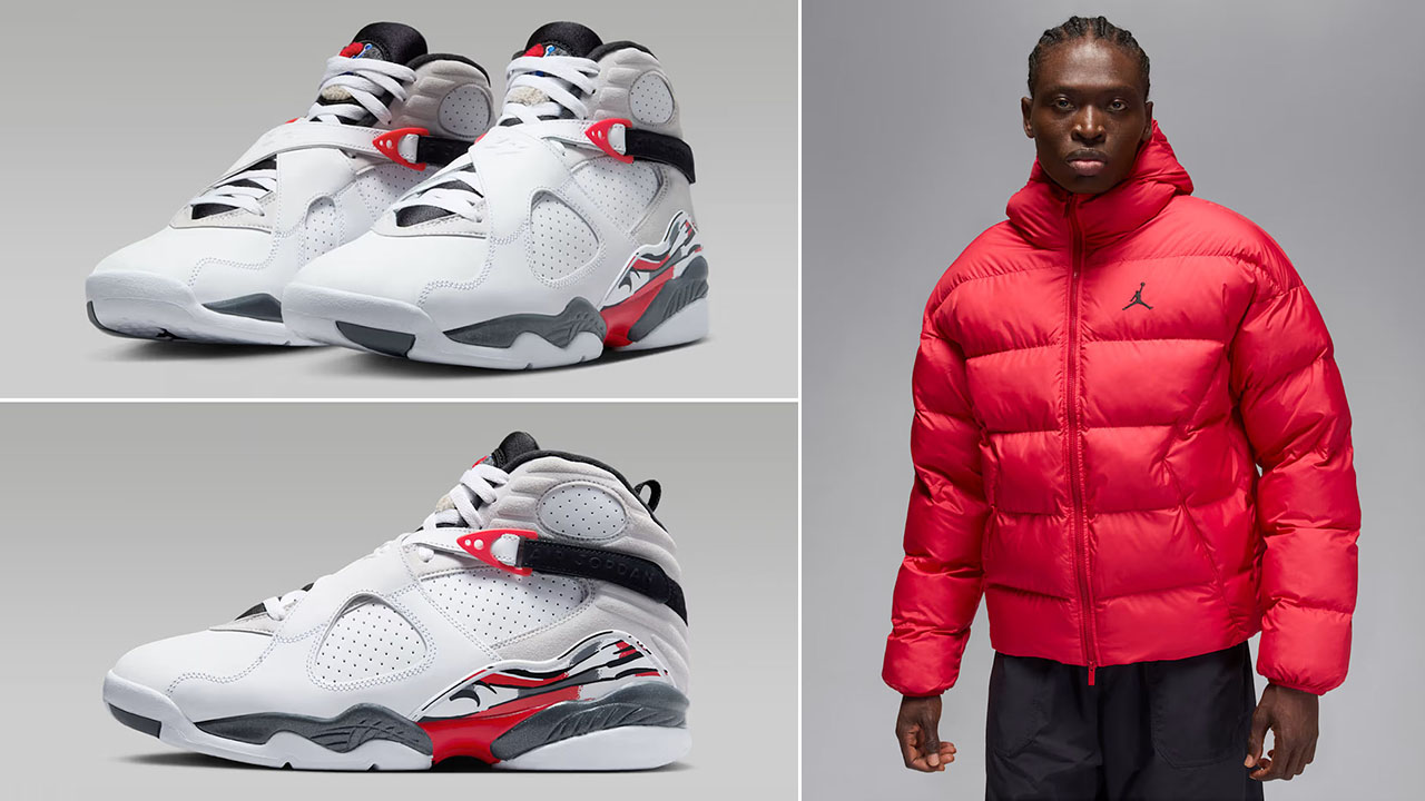 Air Jordan 8 Bugs Bunny 2025 x Jordan Brooklyn Red Puffer Jacket