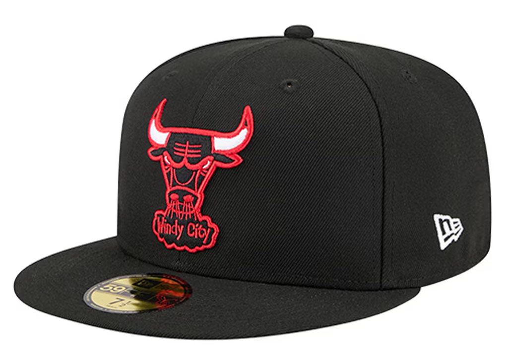 Chicago Bulls New Era Core Logo 59FIFTY Fitted Hat Black Red