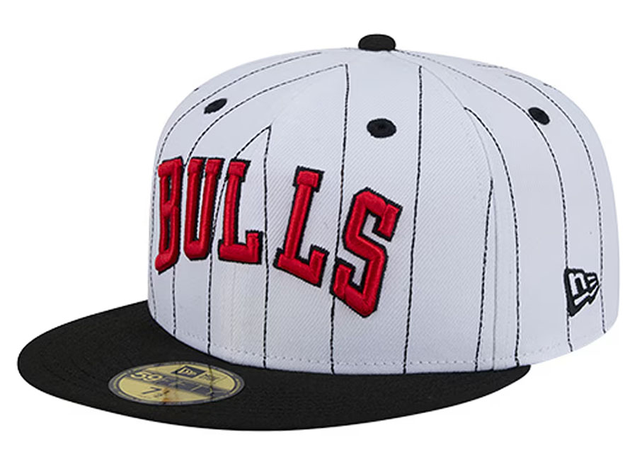 Chicago Bulls New Era Wordmark Pinstripe 59FIFTY Fitted Hat White 1
