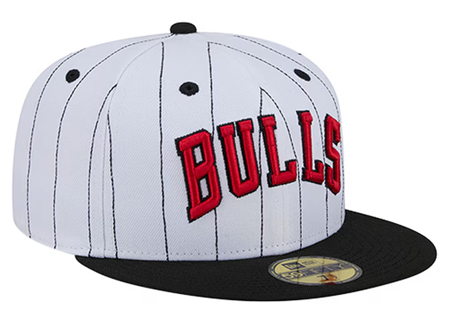 Chicago Bulls New Era Wordmark Pinstripe 59FIFTY Fitted Hat White 2