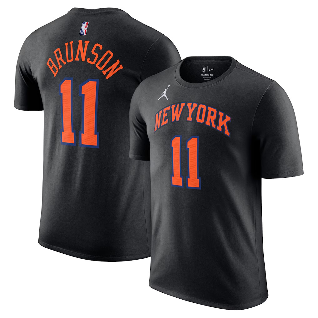 Jalen Brunson New York Knicks Jordan Brand Unisex Name and Number T Shirt Statement Edition Black