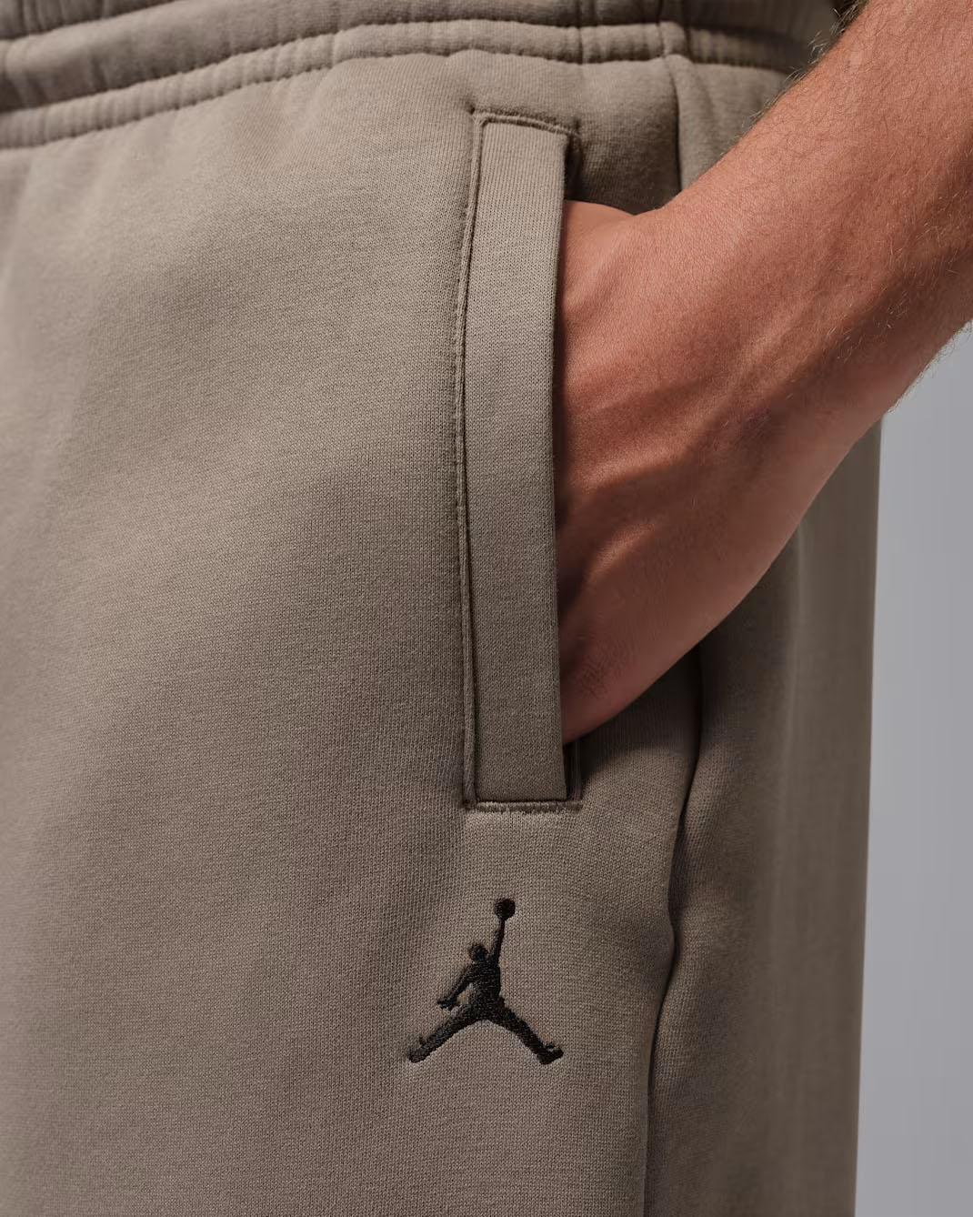 Jordan Brooklyn Fleece Mens Oversized Open Hem Pants Olive Grey 1