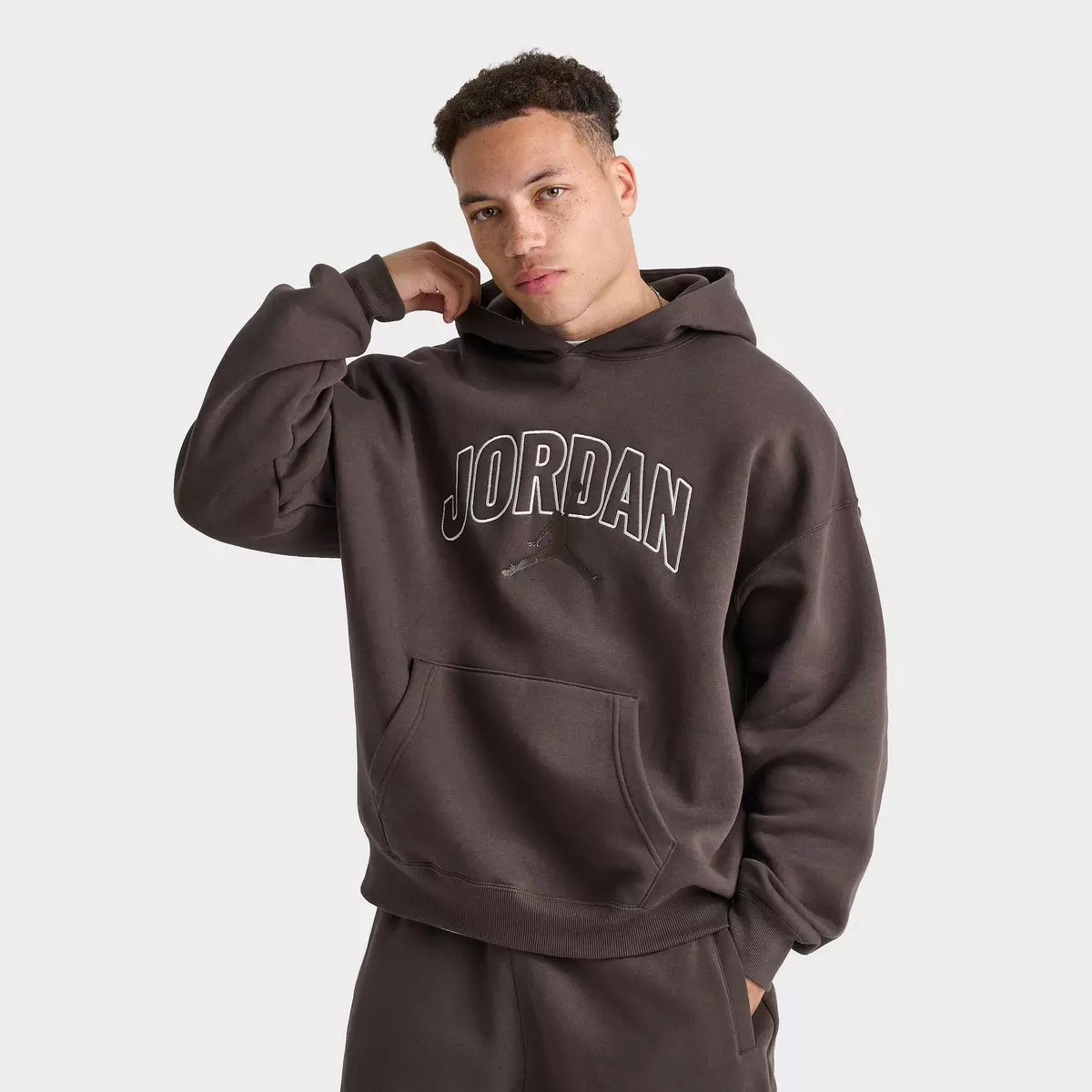 Jordan Brooklyn Fleece Mens Oversized Pullover Hoodie Baroque Brown