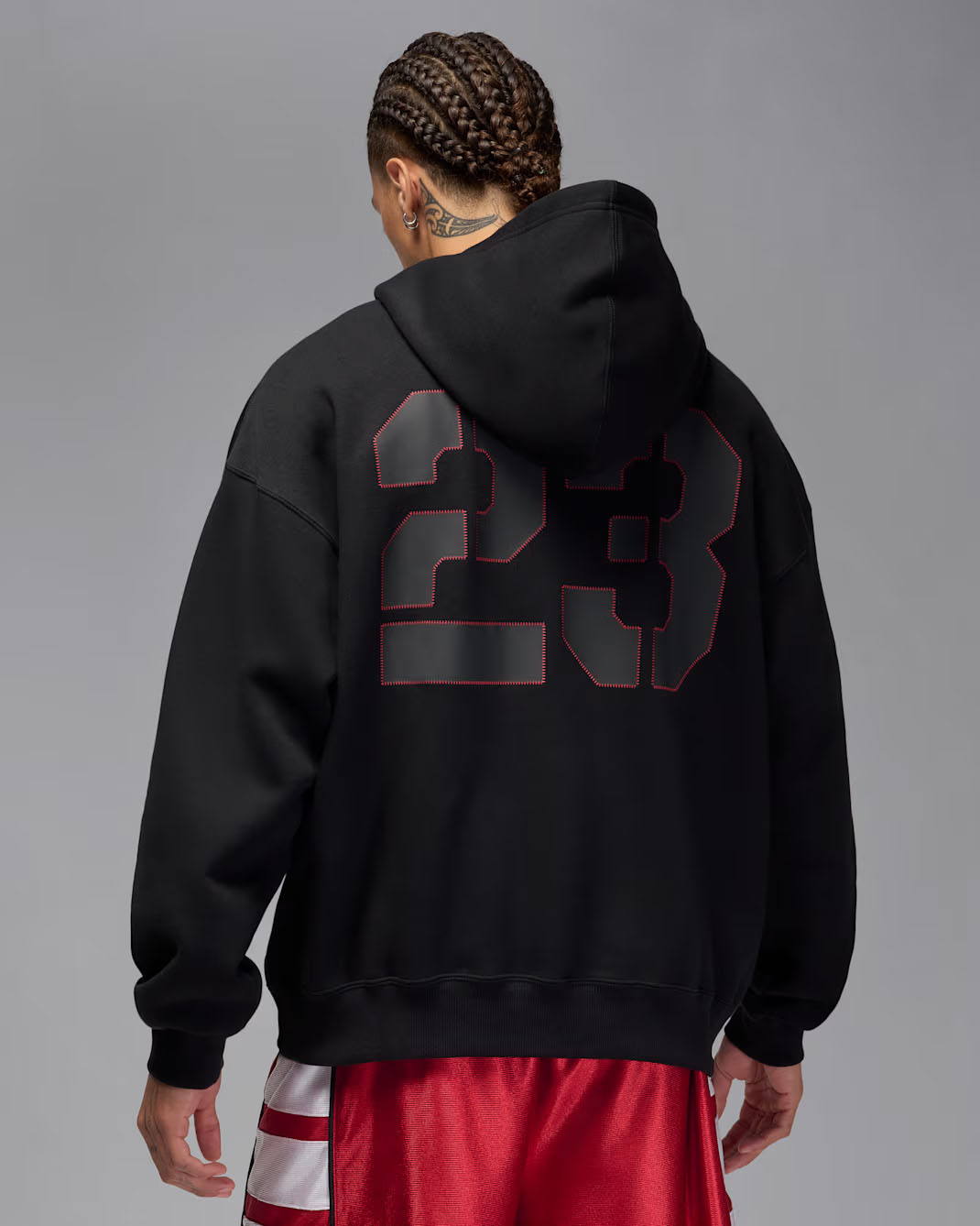 Jordan Brooklyn Mens Oversized Pullover Hoodie Black 2