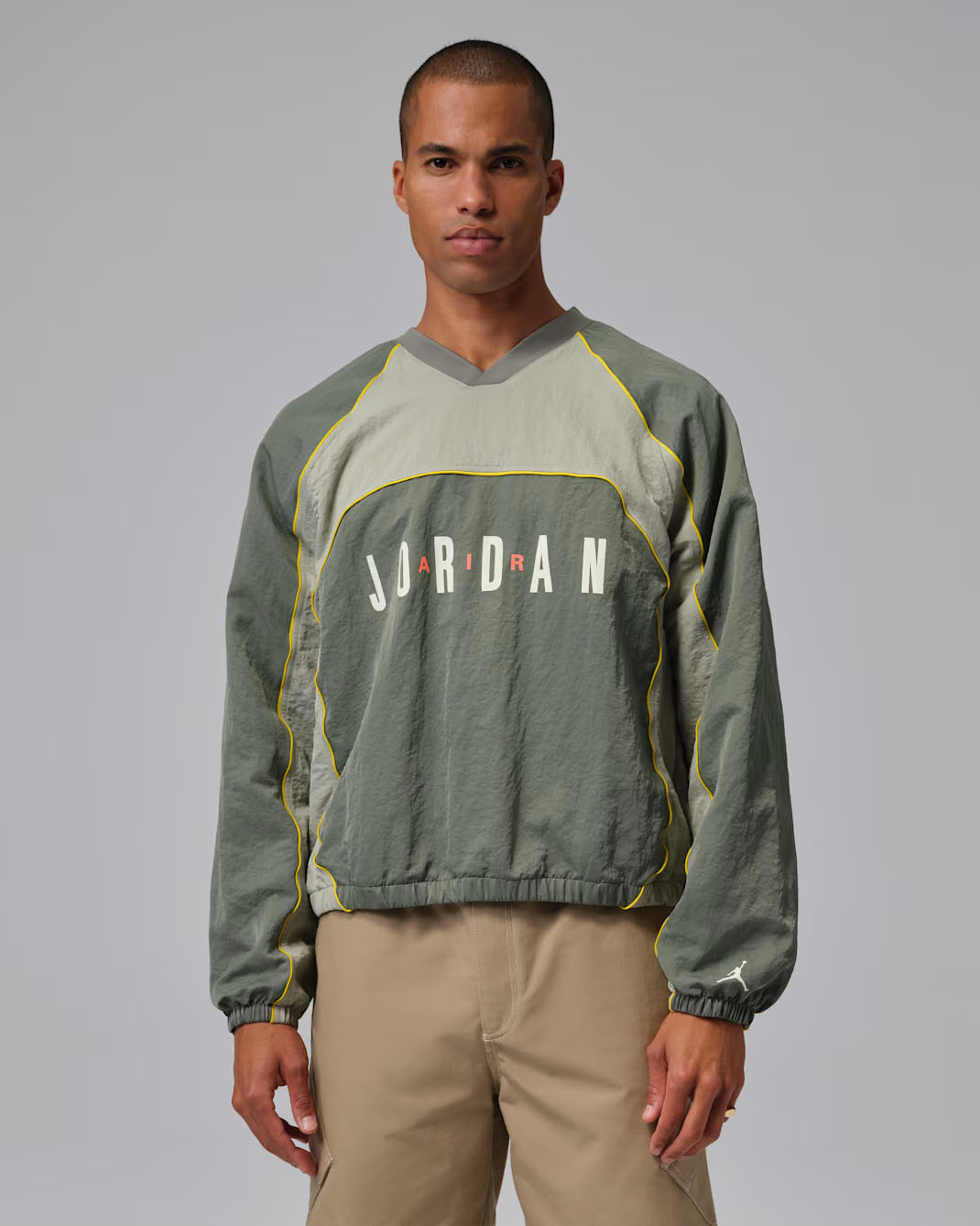 Jordan Flight Mens Long Sleeve Warm Up Top Vintage Lichen Spruce Fog Bright Citron 1