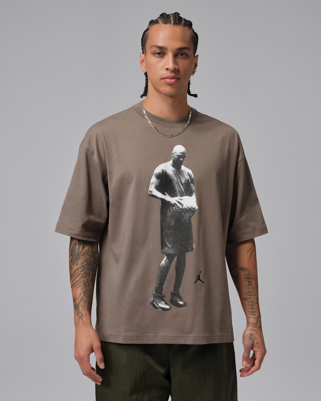 Jordan Sport Mens Dri Fit T Shirt Olive Grey