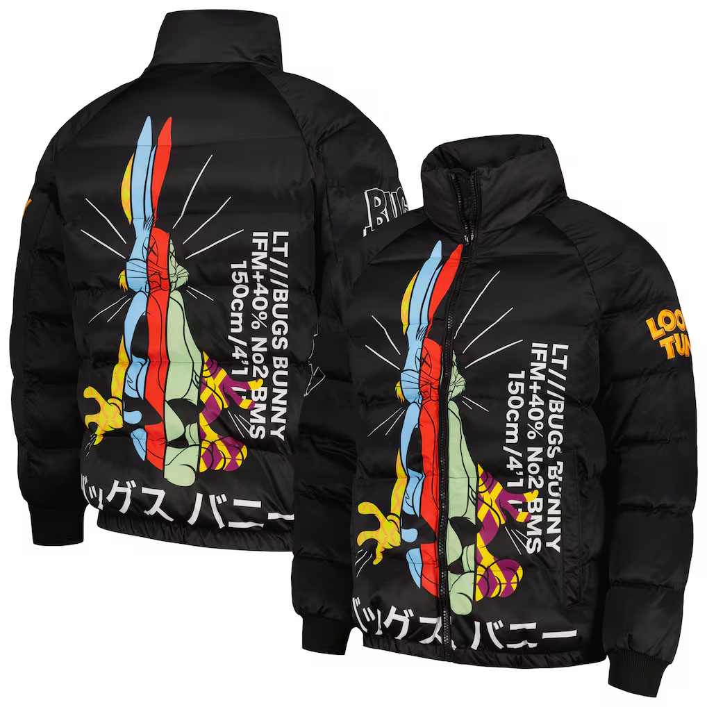 Looney Tunes Freeze Max Bugs Bunny Raglan Full Zip Puffer Jacket