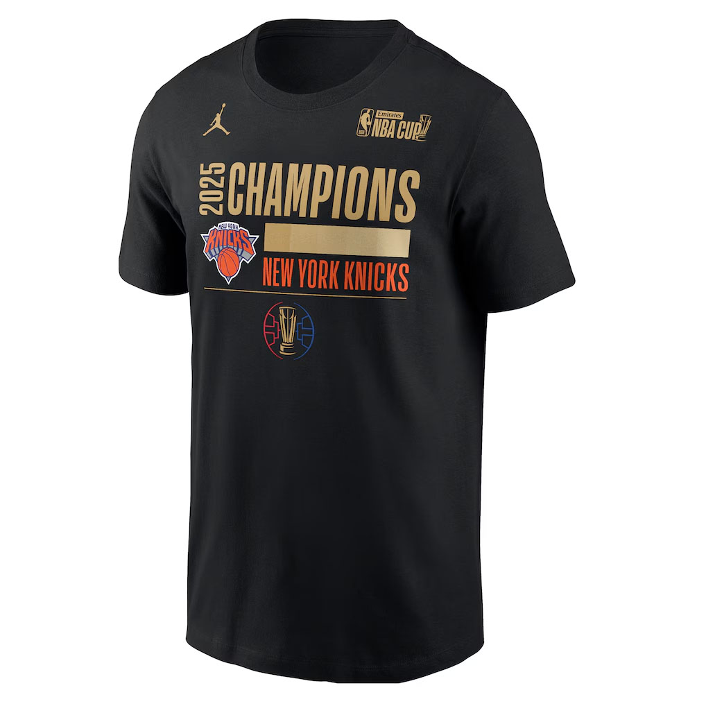 New York Knicks Jordan Brand 2025 NBA Cup Champions Locker Room T-Shirt