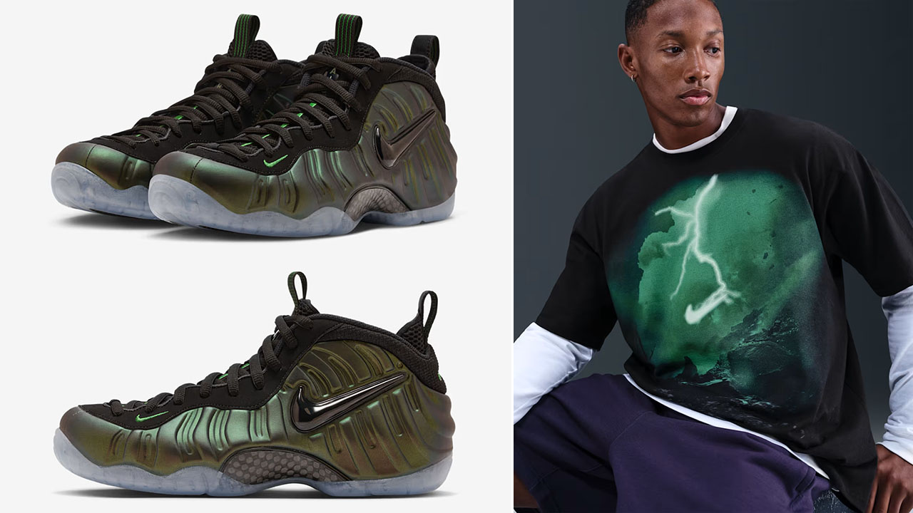 Nike Air Foamposite Pro Pine Green 2025 Shoes and Shirt