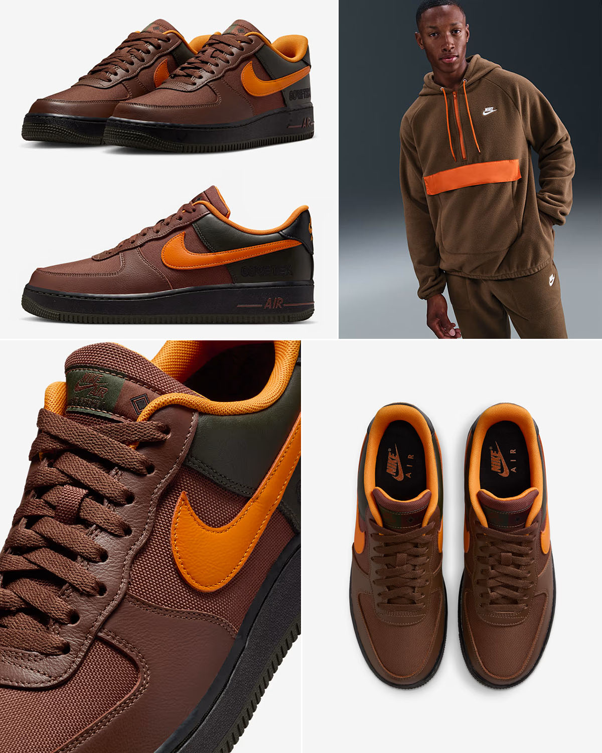 Nike Air Force 1 Low Gore Tex Fauna Brown Bright Ceramic Mens Shoes and Outfits