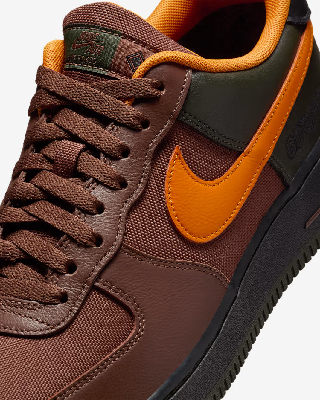 Nike Air Force 1 Low Gore Tex Fauna Brown Sequoia Black Bright Ceramic Mens Shoes 7