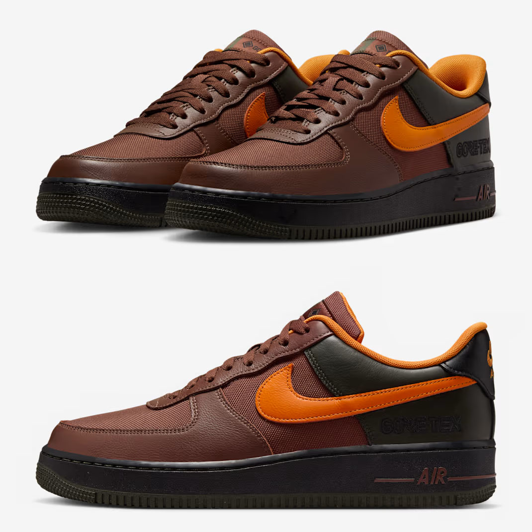 Nike Air Force 1 Low Gore Tex Fauna Brown Sequoia Black Bright Ceramic Mens Shoes CK2630-201