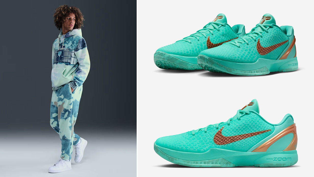 Nike Kobe 6 Protro Jalen Brunson Statue of Liberty Shies x Nike Basketball Hoodie and Pants Outfit