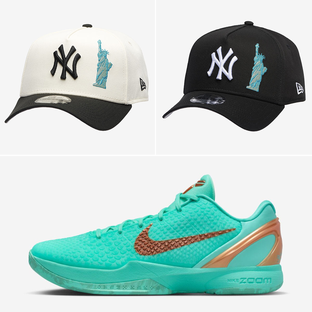 Nike Kobe 6 Protro Jalen Brunson Statue of Liberty x New Era New York Yankees 9FORTY Snapback Hats