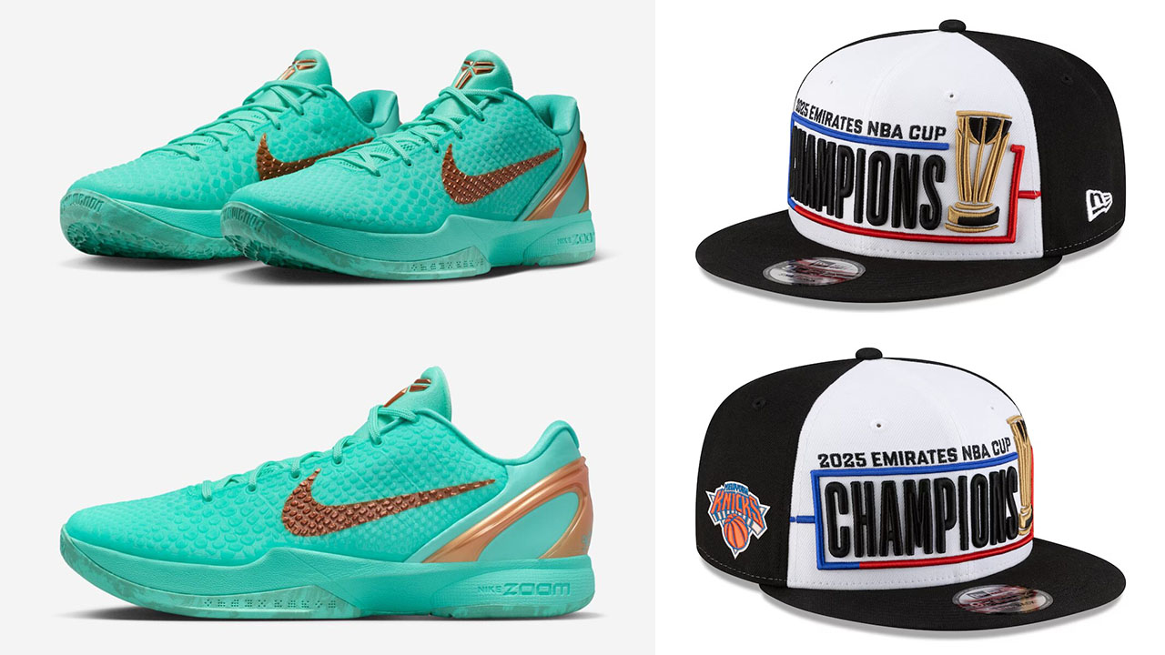 Nike Kobe 6 Protro Jalen Brunson Statue of Liberty x New York Knicks 2025 NBA Cup Champions New Era Hat