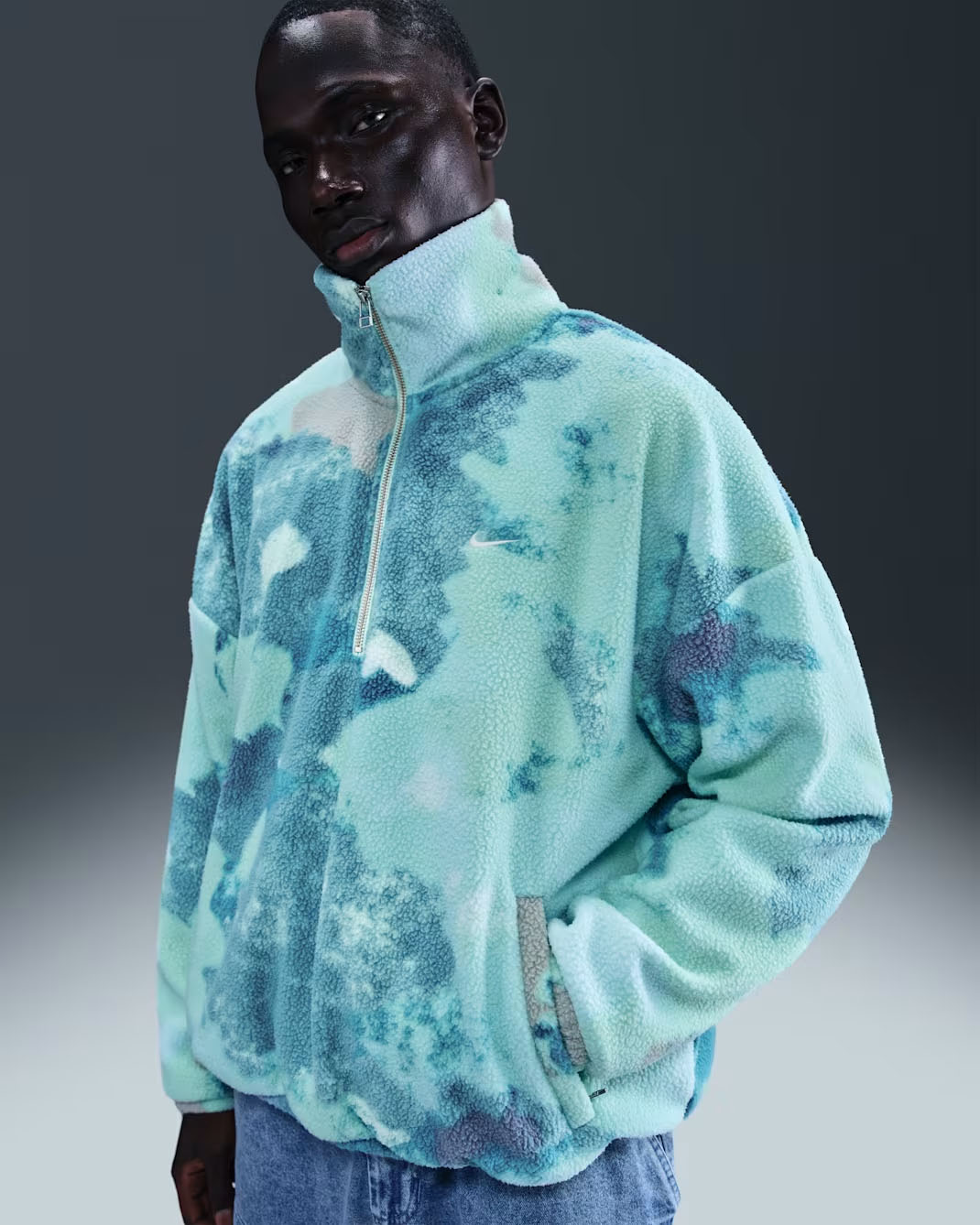 Nike Standard Issue Therma Fit Mens Sherpa Half Zip Basketball Jacket Dusty Cactus 1