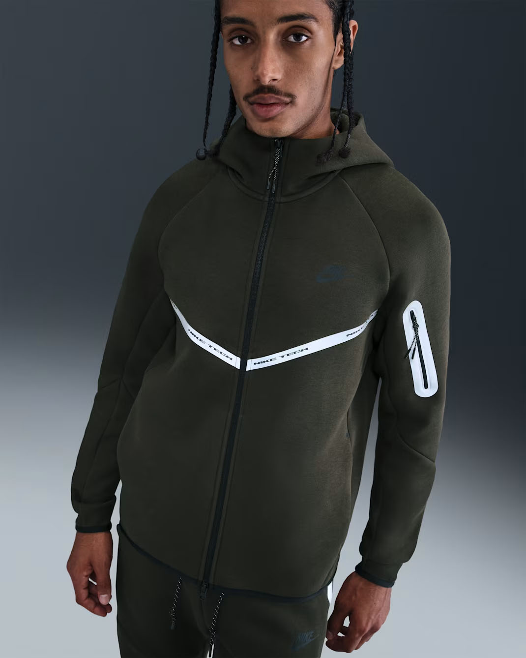 Nike Tech Fleece Reflective Mens Full Zip Hoodie Jacket Sequoia