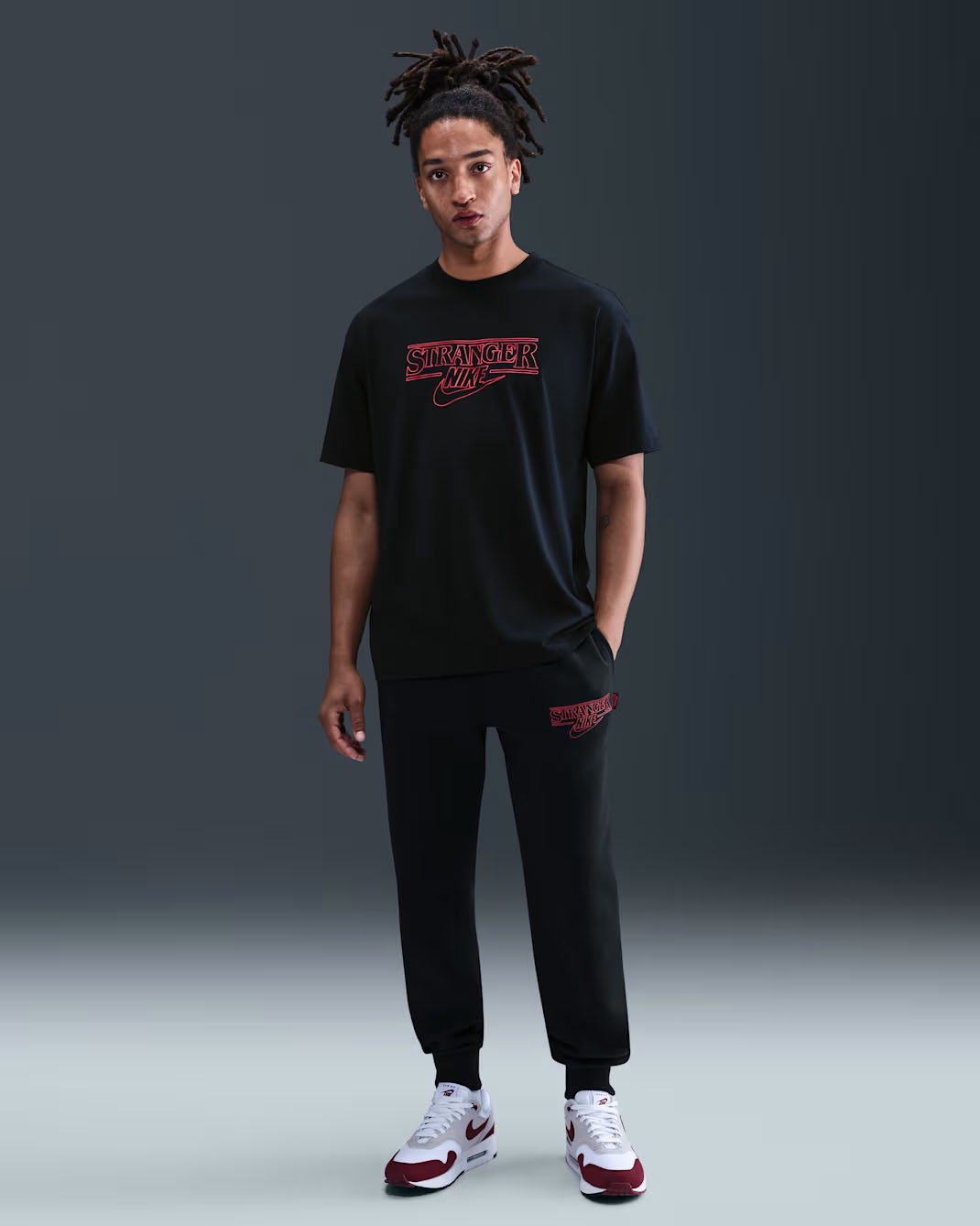 Nike x Stranger Things T Shirt Pants Air Max 1 Sneakers Outfit