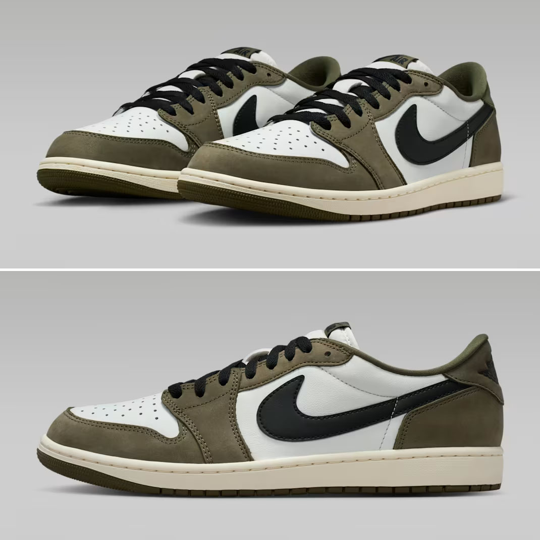 Air Jordan 1 Low OG Medium Olive Mens Sneakers HQ6998-200