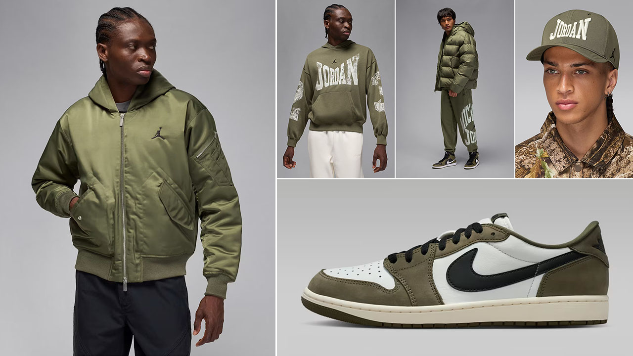 Air Jordan 1 Low OG Medium Olive Sneakers Clothing Outfits