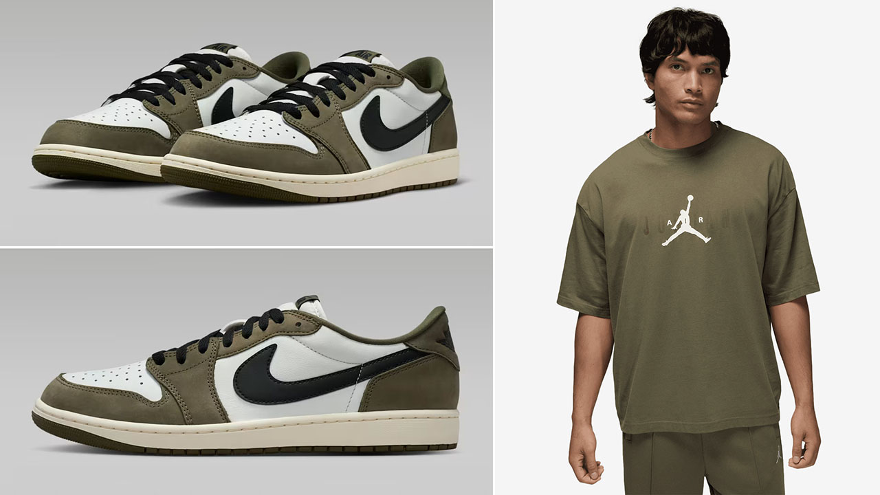 Air Jordan 1 Low OG Medium Olive x Jordan Brooklyn Air Oversized T Shirt