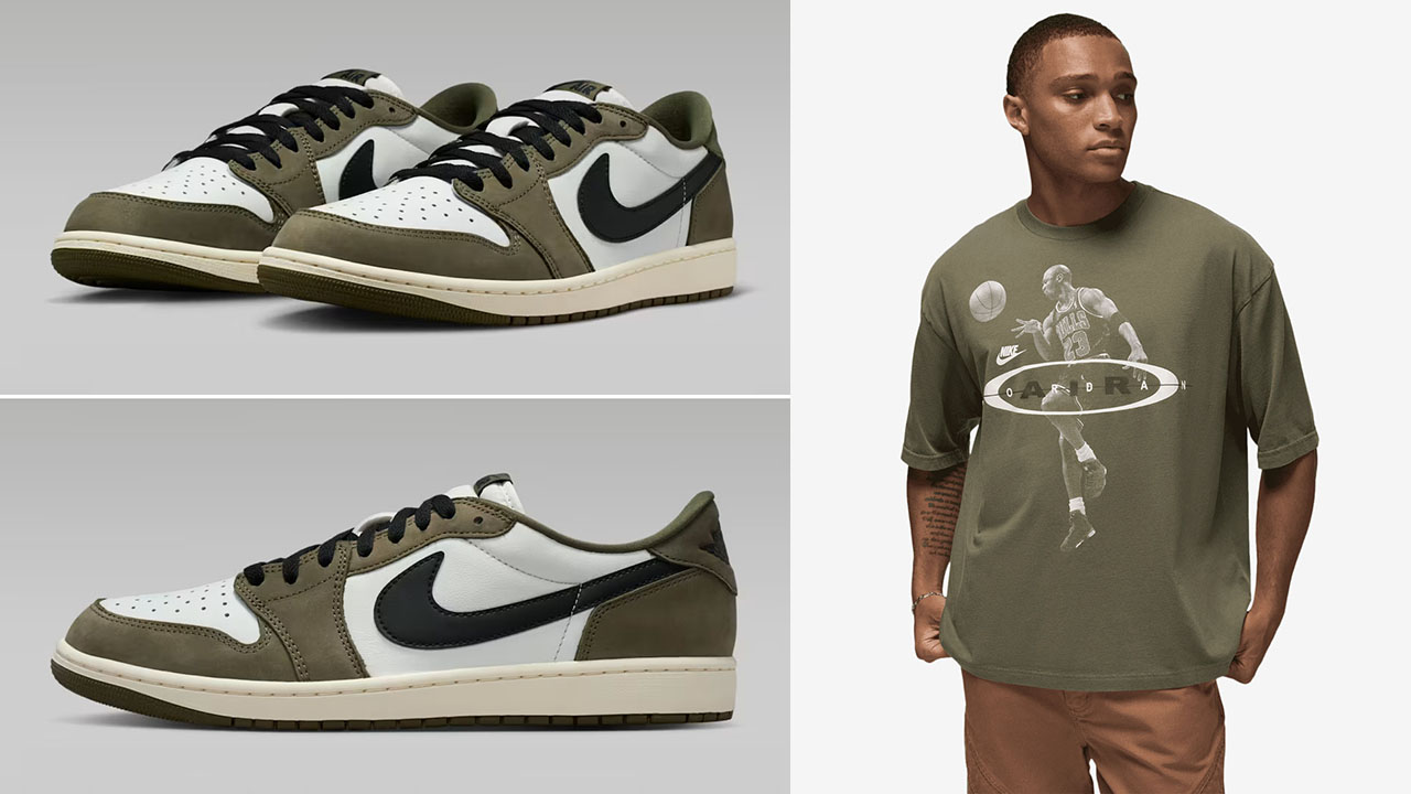 Air Jordan 1 Low OG Medium Olive x Jordan Brooklyn Surface 2 Air Reissue T Shirt