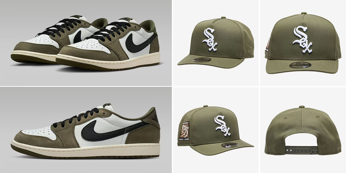 Air Jordan 1 Low OG Medium Olive x New Era Chicago White Sox Snapback Hat
