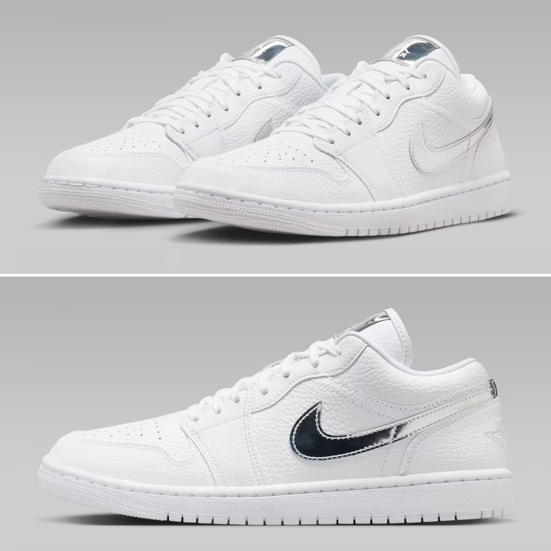 Air Jordan 1 Low SE White Metallic Silver Womens Sneakers IQ9381-100
